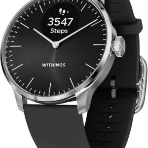 Withings ScanWatch Light - Hybrid Smartwatch, 24/7 Heart Monitoring, Activity Tracking, Cycle Tracking, Sleep Monitoring, Connected GPS, 30-Day Battery Life, Android & Apple Compatible (Black)