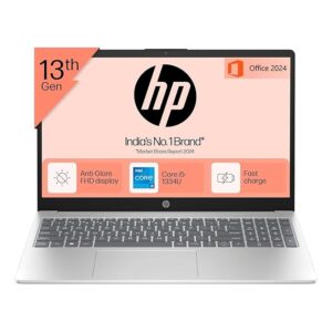 HP 15 Laptop,13th Gen Intel Core i5-1334U, 16GB DDR4, 512GB SSD, 15.6-inch(39.6cm), Anti-Glare, FHD Laptop, Intel Iris Xe Graphics, Backlit KB, (Win 11, M.S. Office 24, Silver, 1.59kg) 15-FD0467TU