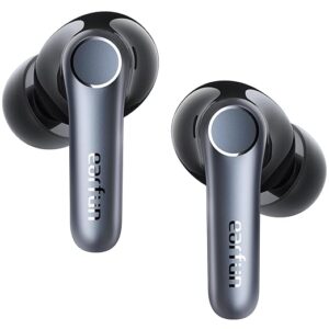 EarFun Air Pro 4 Hybrid Adaptive Noise Canceling Wireless Earbuds Bluetooth, 2024 VGP Award, Qualcomm Snapdragon Sound, aptX™ Lossless, 6 Mics AI Call, LDAC Hi-Res Audio, BT5.4, 52H, Sliver Black