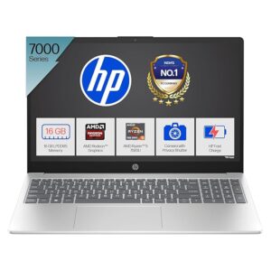 HP 15, AMD Ryzen 5 7520U, 16GB DDR5, 512GB SSD, (Win 11, Office 21, Silver, 1.59kg), Anti-Glare, Micro-Edge, 15.6-inch(39.6cm), FHD Laptop, AMD Radeon Graphics, 1080p FHD Camera, Backlit KB, fc0156AU