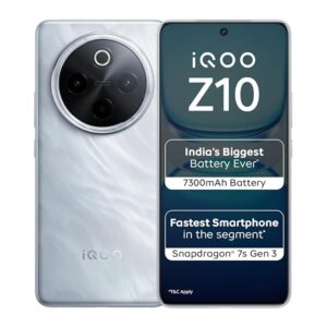 iQOO Z10 5G (Silver, 8GB RAM, 128GB Stroage) | India's Biggest Ever 7300 mAh Battery | Snapdragon 7s Gen 3 Processor | Brightest Quad Curved AMOLED Display in The Segment