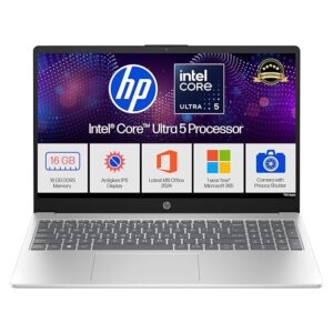 HP 15,Intel Ultra 5 125H (16GB DDR5, 1TB SSD) FHD, IPS, 15.6''/39.6cm, Win11, M365 Basic(1yr)*Office24, Silver, 1.65kg, fd1255tu, Intel Arc Graphics, FHD Camera w/Shutter, AI Powered Laptop